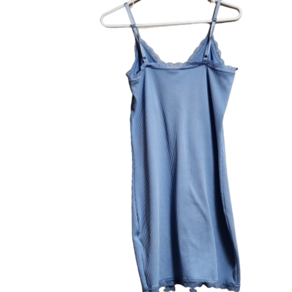 H&M Divided ribbed lace trim dress color light blue size Medium - Picture 2 of 5
